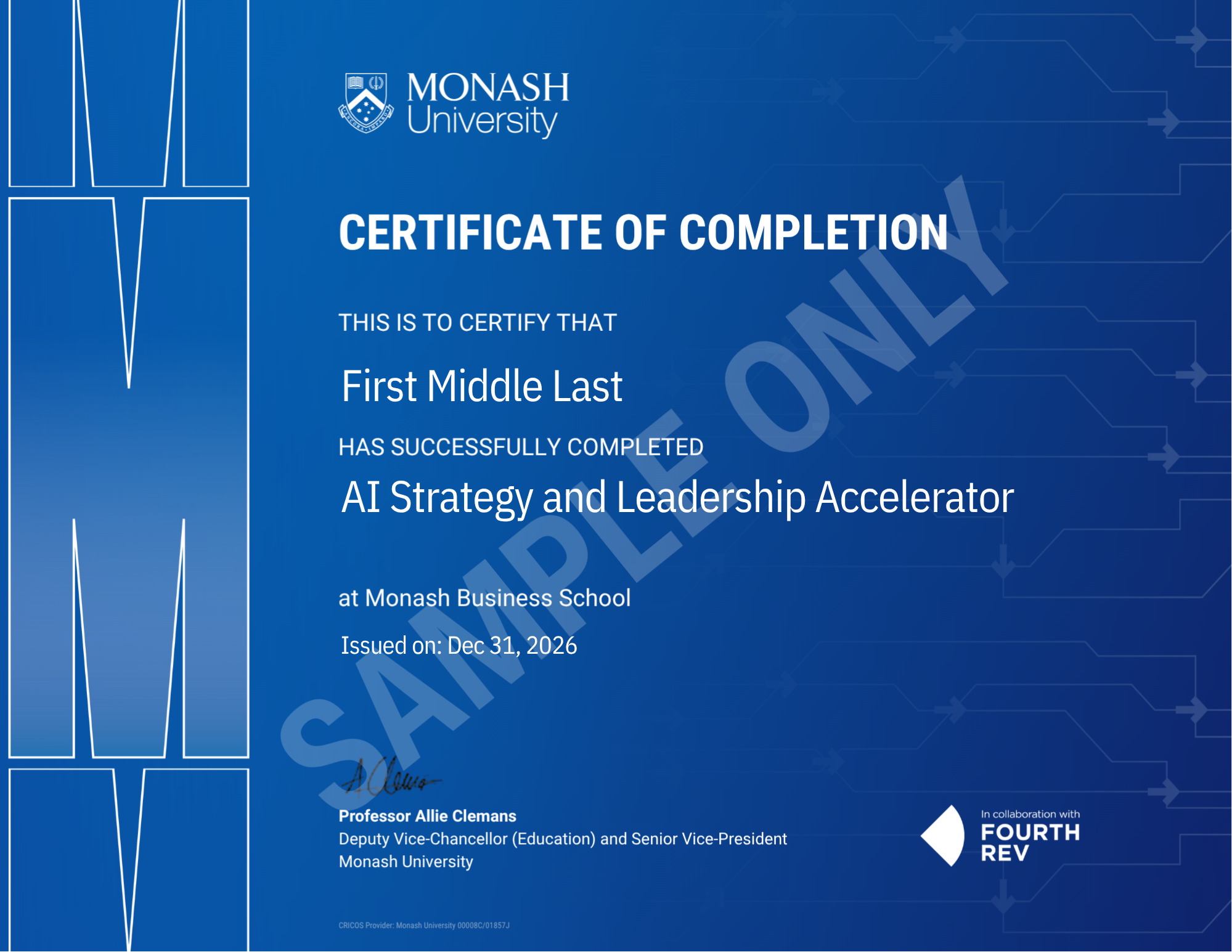 Monash University Certificate